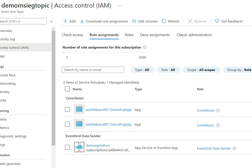 Send Events to Event Grid Topic from Blob Triggered Azure Function using Managed Service Identity