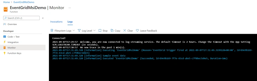 Send Events to Event Grid Topic from Blob Triggered Azure Function using Managed Service Identity