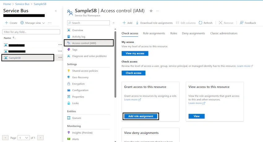 Configure Permissions to Service Bus