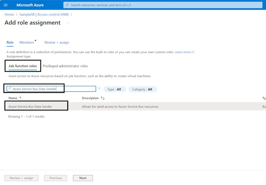 Configure Permissions to Service Bus