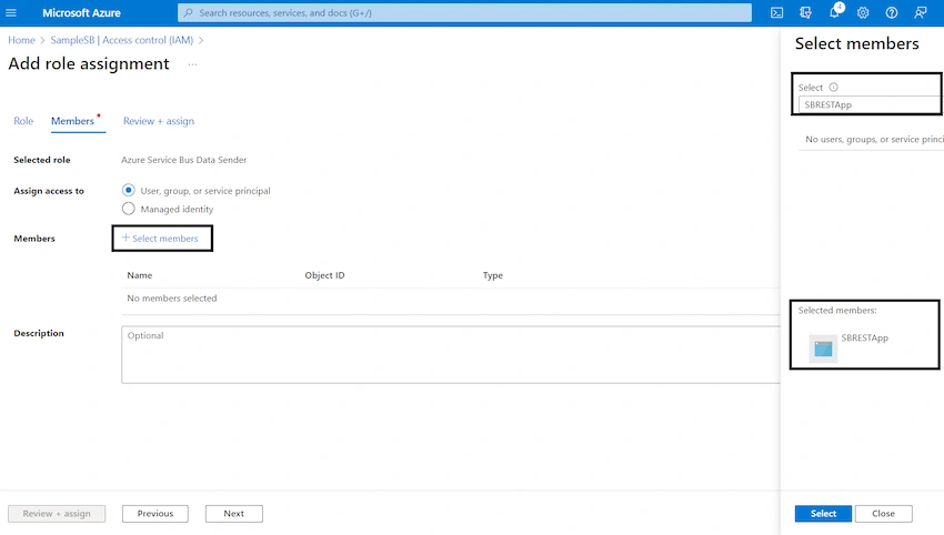 Configure Permissions to Service Bus