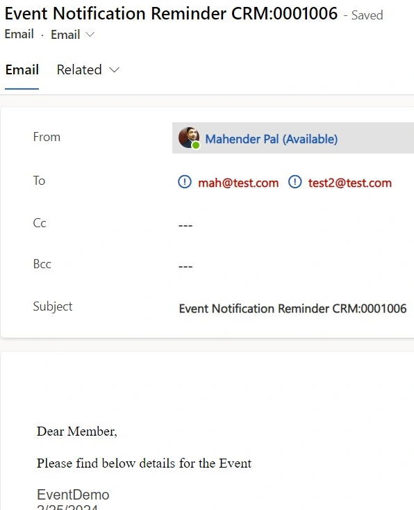 Event notification reminder