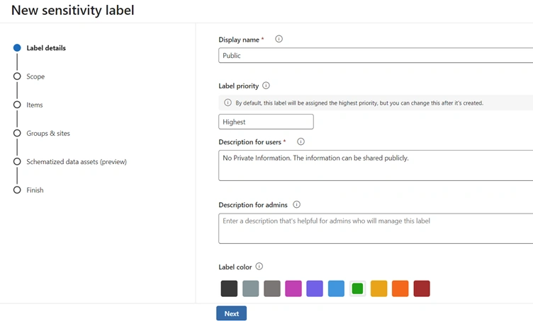 New sensitivity label