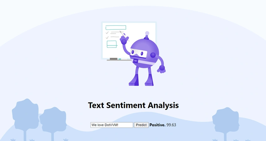 Sentiment analysis in an ASP.NET web application with ML.NET