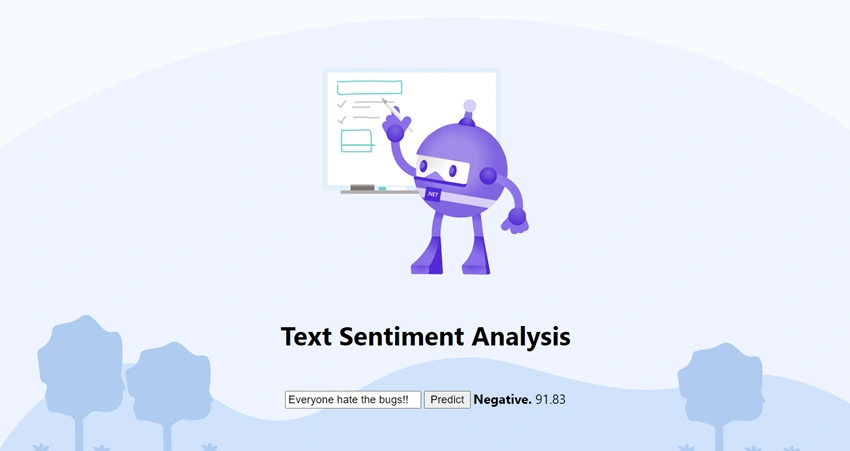 Sentiment analysis in an ASP.NET web application with ML.NET