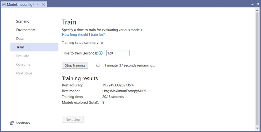 Sentiment analysis in an ASP.NET web application with ML.NET