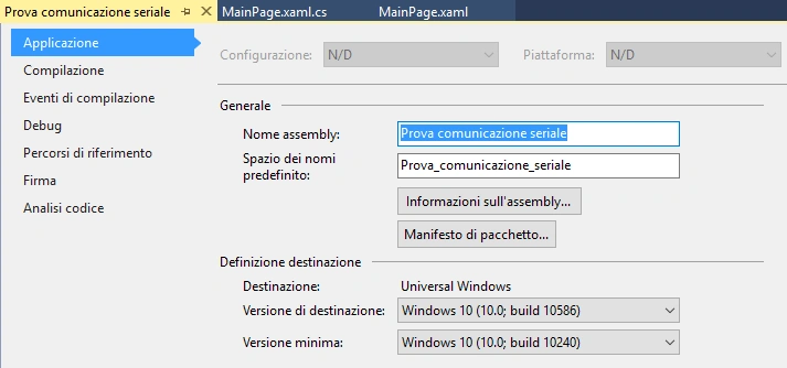 The Application tab