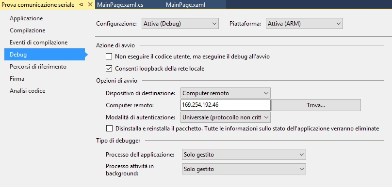 debug tab