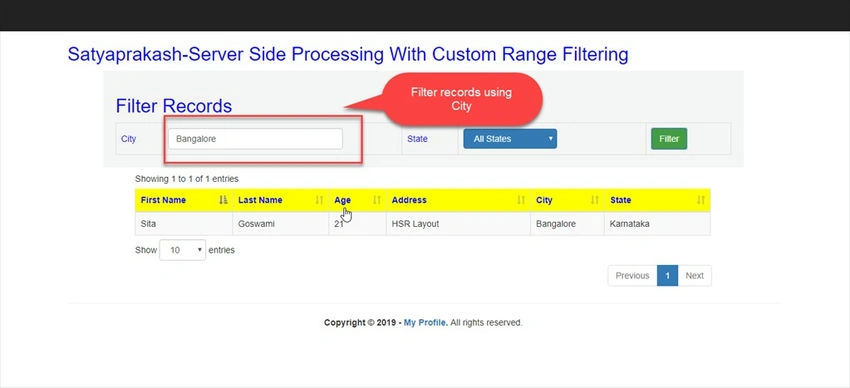 Filter records using city