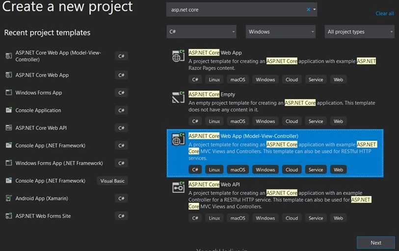 Create a new project-