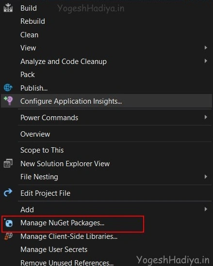 Manage NuGet Packages-