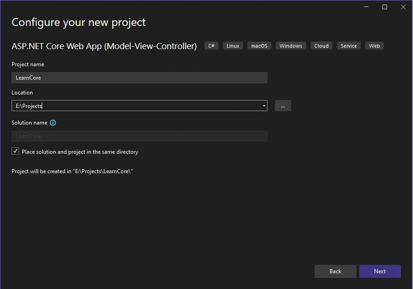 Configure a new project