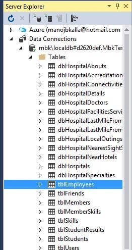 Database tables