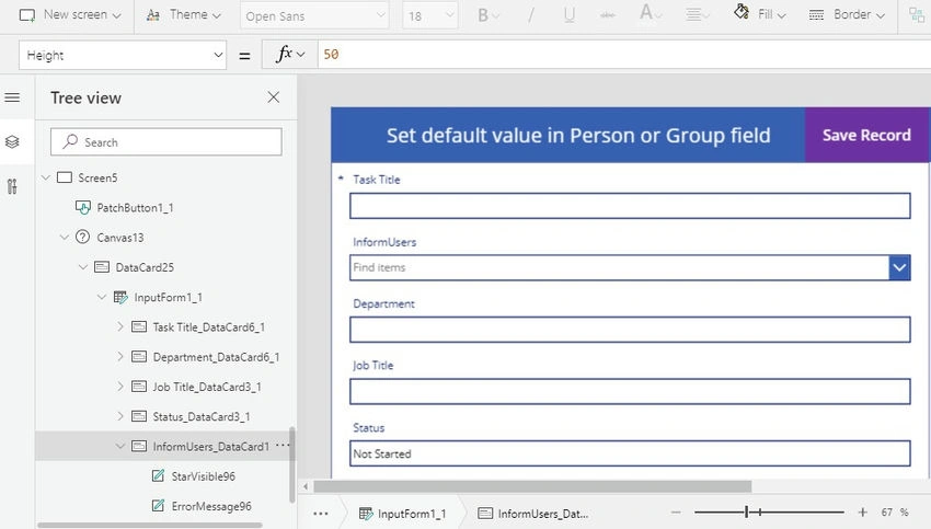 Set default vlue