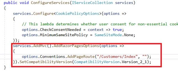Setting A Custom Page As Landing Page In .Net Core Razor Pages