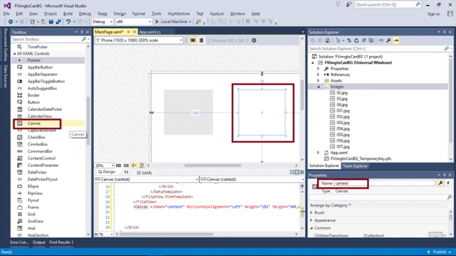 Canvas control