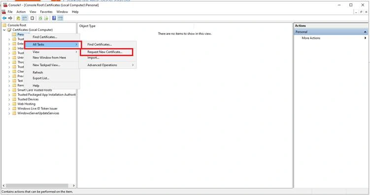 Request New Certificate
