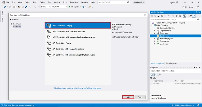 Setting Up MVC Core 3.0 Application With Empty Template