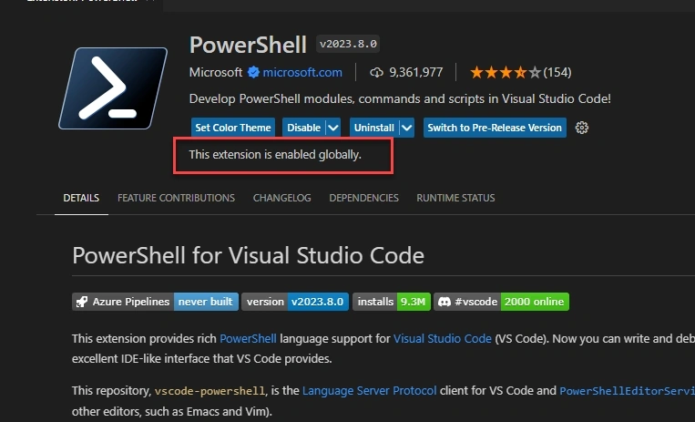 Enabled globally