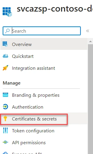 Certificates and Secrets - New Client Secret