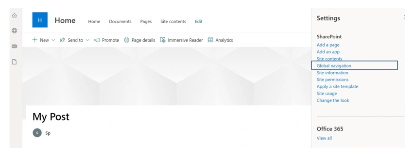 Setting up SharePoint Home Site