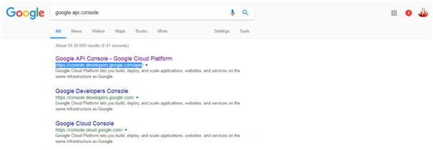 Google api console