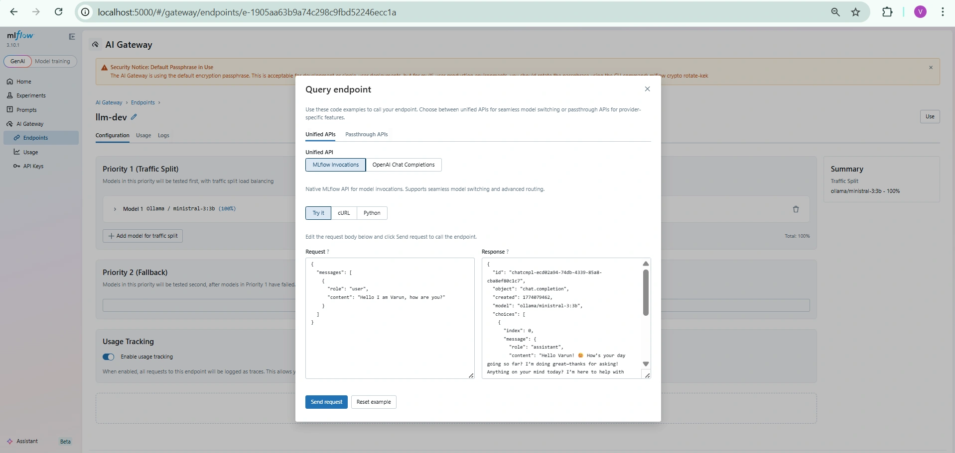 Create endpoint use demo