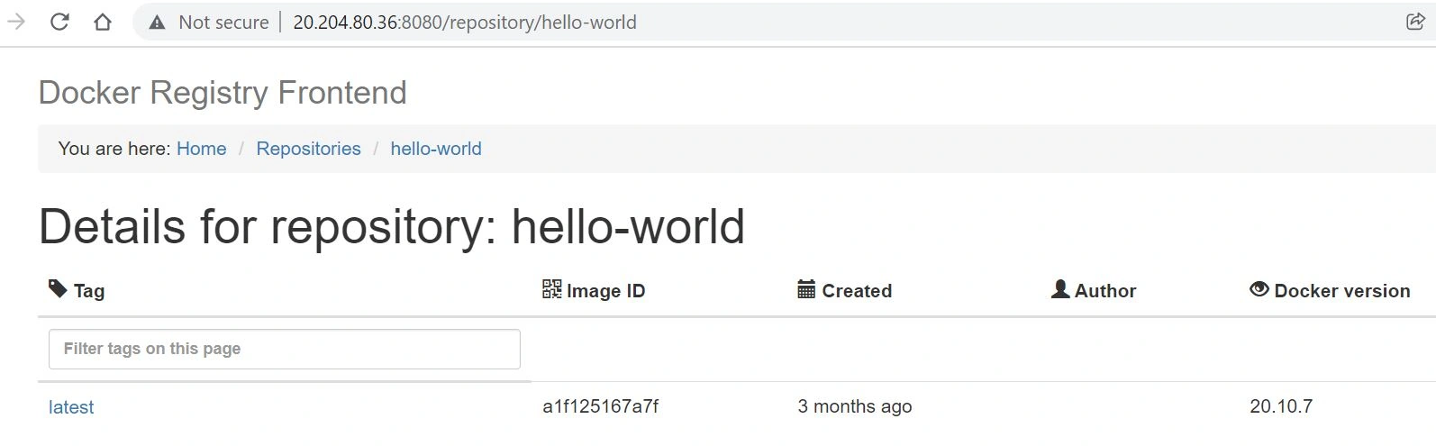 setup a basic private docker registry