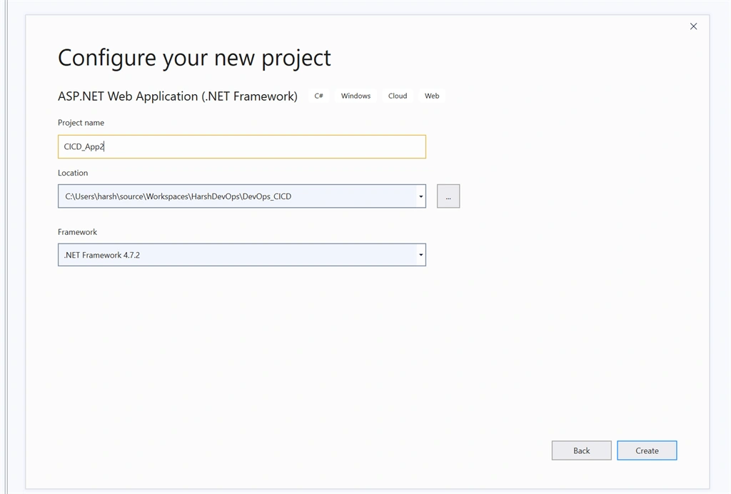 Create a Project with name CICD_App2