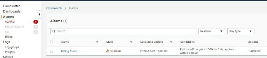 Alarm section