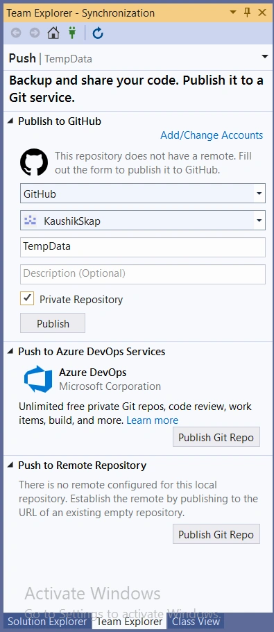Setup GitHub With .Net Project
