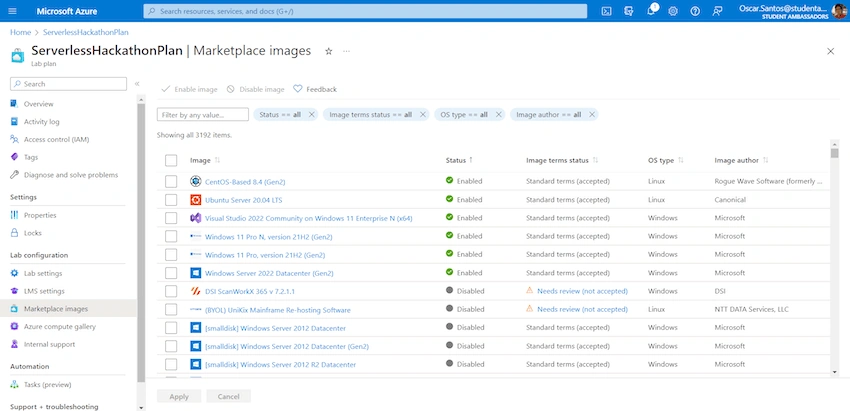 Marketplace images where you have multiple options between popular Linux and Windows images. Sych as Ubuntu or Windows Server.