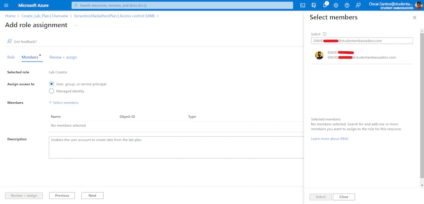 Add role assignment wizard First, select a role. Second, assign a either user, group, service principal or managed identity. Third, add memberds Fourth (optional) add a description