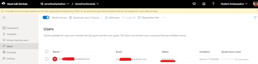 Status has changed to registered