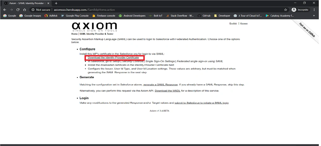 Setup Single Sign-On Feature For Salesforce Users