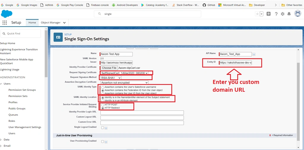 Setup Single Sign-On Feature For Salesforce Users