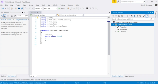 Setup xUnit.net Unit Testing In Class Library Project