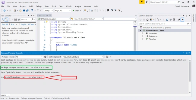 Setup xUnit.net Unit Testing In Class Library Project