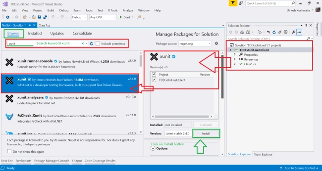 Setup xUnit.net Unit Testing In Class Library Project