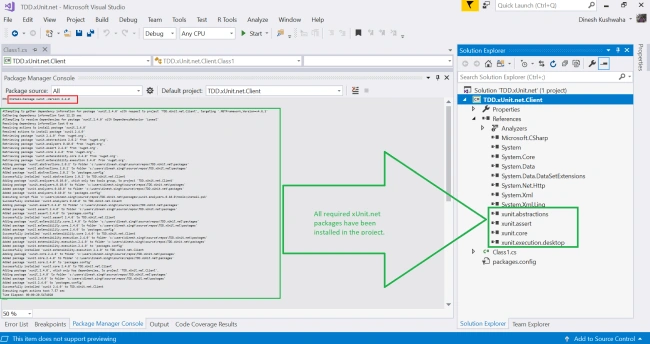 Setup xUnit.net Unit Testing In Class Library Project