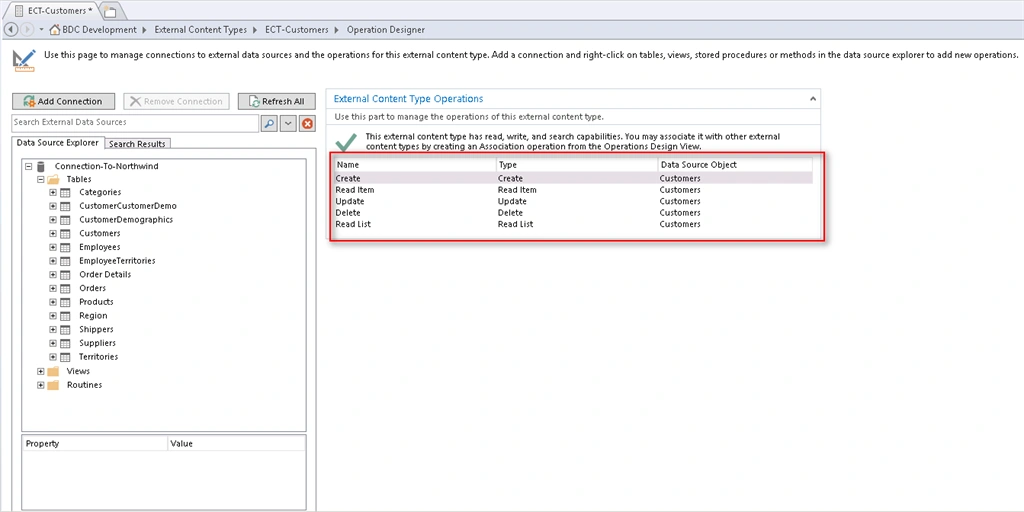 External Content Type Operations