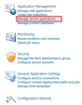 Manage service applications
