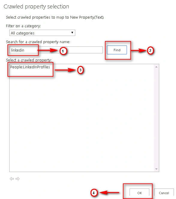 Crawled Property Selection Screen