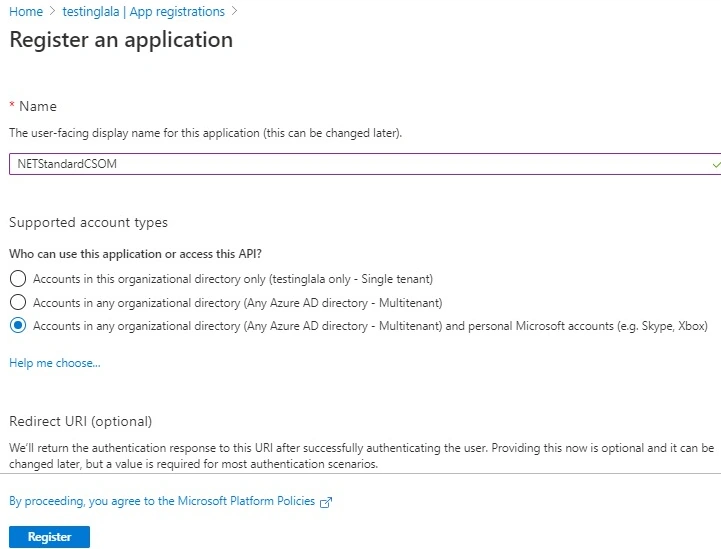 Register an application