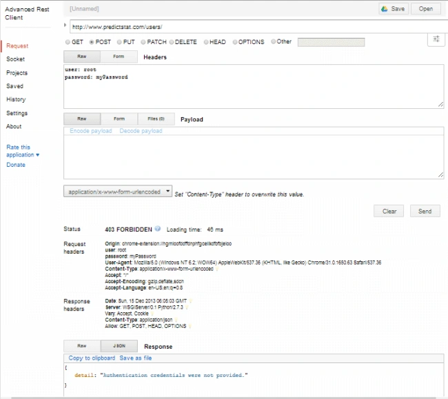 Advanced REST Client plugin for Google Chrome