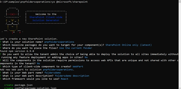 SharePoint Folder Operations Demo Using PnP JS In React Based SPFx Webpart