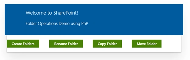 SharePoint Folder Operations Demo Using PnP JS In React Based SPFx Webpart