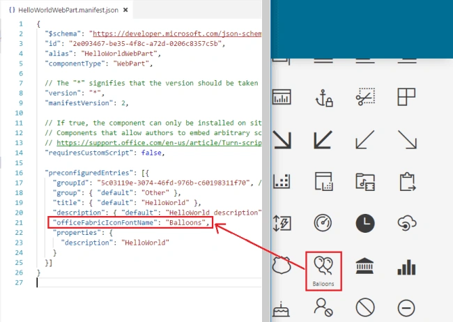 SharePoint Framework - Configure SPFx WebPart Icon