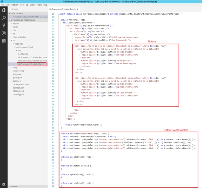 CRUD operations using No Framework