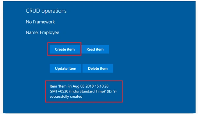 CRUD operations using No Framework